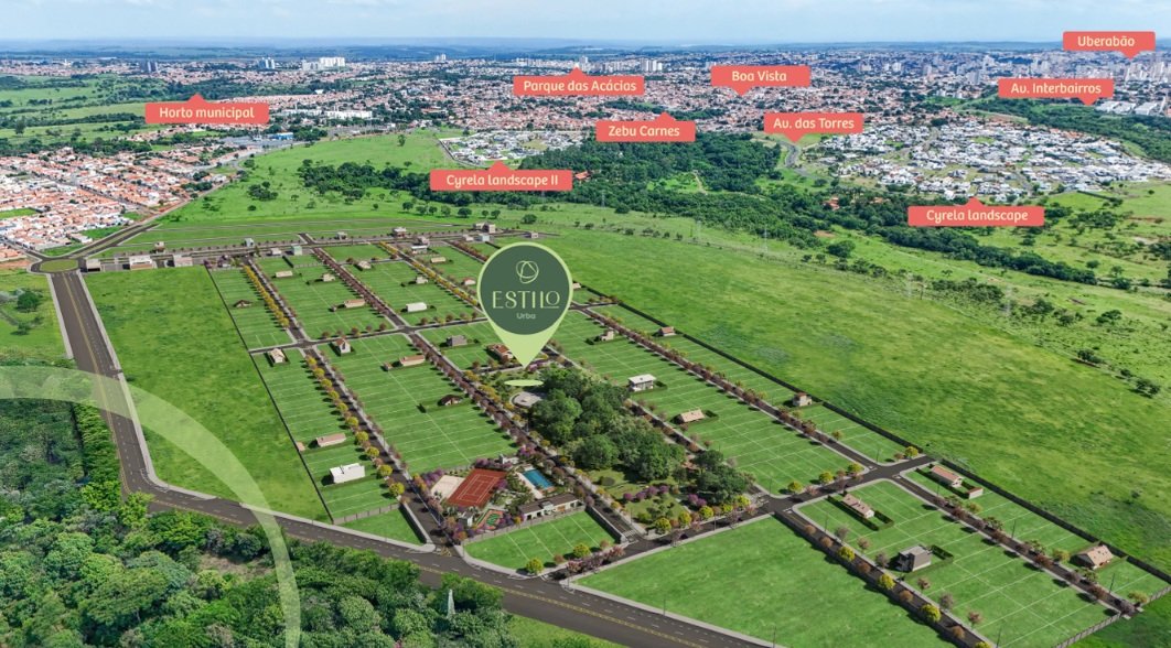 Vista aérea da localização do Estilo Urba em Uberaba